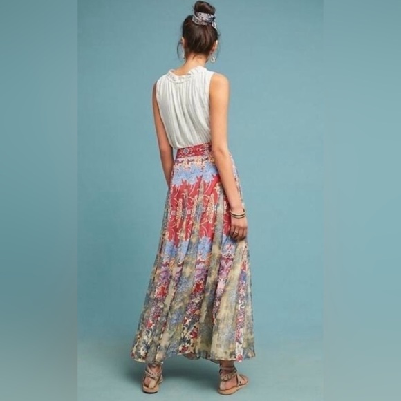 Hemant & Nandita Mixed Floral Print Skirt Small - Picture 5 of 8
